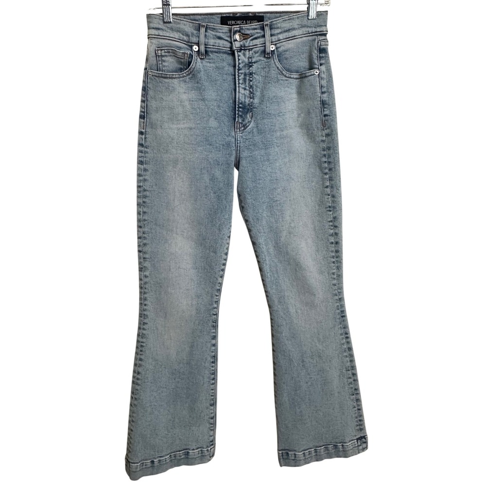 Veronica Beard Carson High Rise Ankle Flare Jeans Pale Stone Wash Size 27